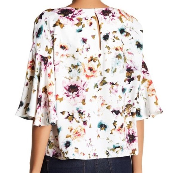 Adrienne Vittadini Floral Blouse White Size Small NWT - Picture 2 of 2